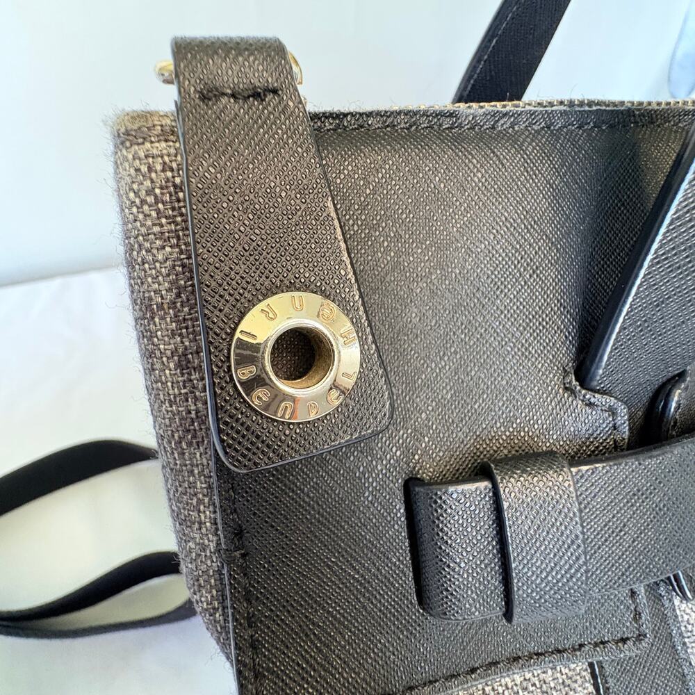 Henry Bendel Jetsetter Convertible Backpack Gray Canvas & Black Leather Trim - Picture 12 of 16